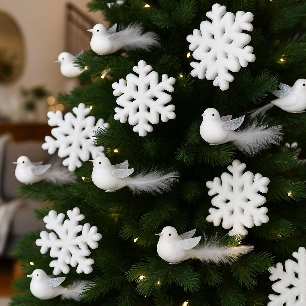 Flocking Christmas Tree Pendant Polar Bear Snowflake Hanging Pendant  Home Decoration