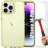 Silicone Case for iPhone 14 Pro Semi-Transparent Yellow + 2 Tempered Glass Protectors