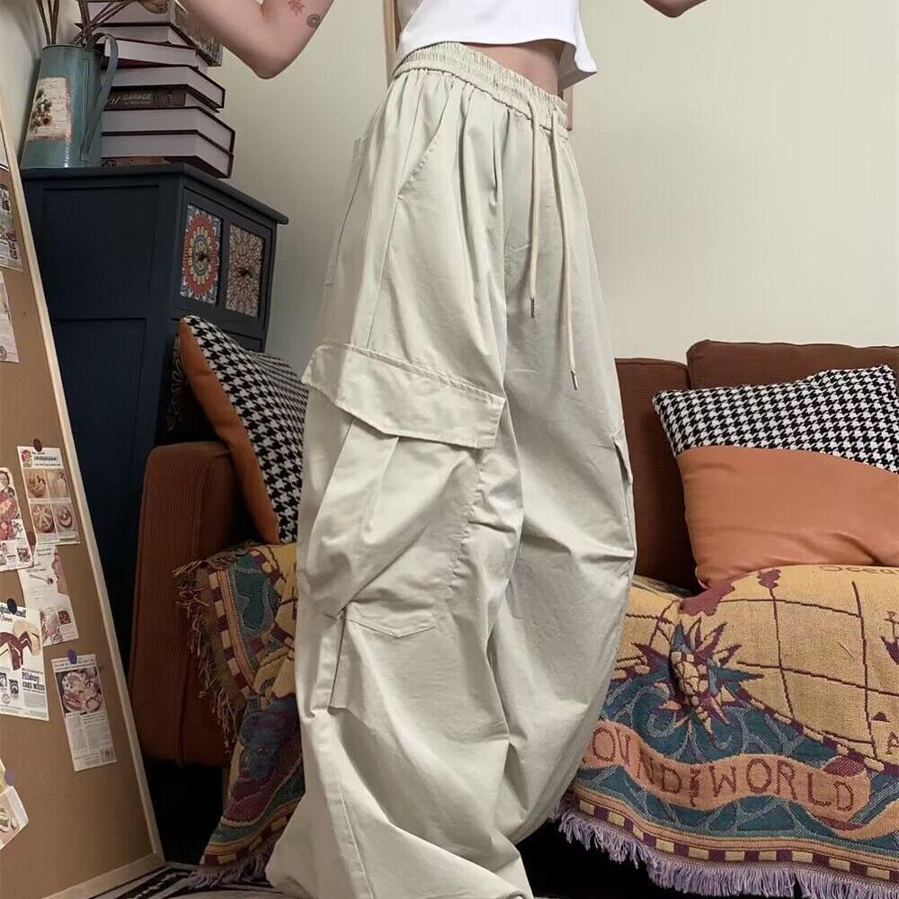Korean-Style Retro American Loose Wide-Leg Work Pants