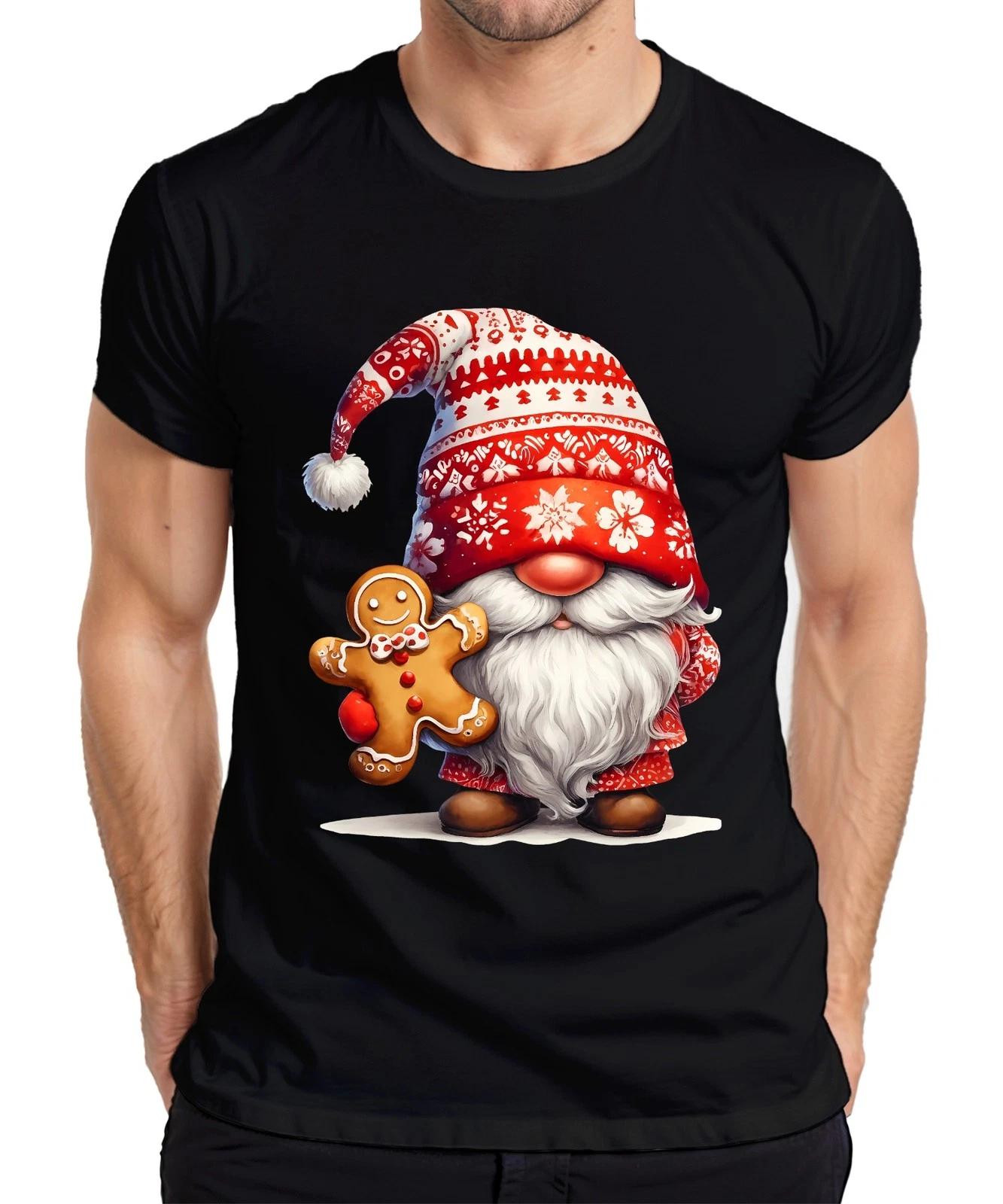Weihnachtsmann mit Lebkuchenfigur roter Weihnachtsmütze Skandinavisch Herren T-S XXL