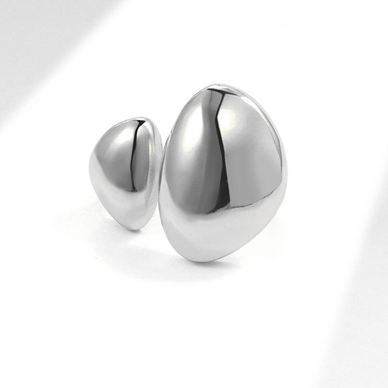 Double Oval Irregular Curved Ring Smooth Brushed Finish Minimalist Fashion Jewelry Band For Women