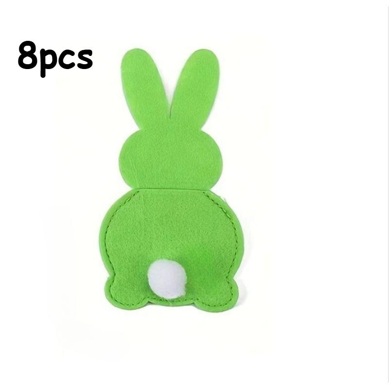 

Набор столовых приборов в форме кролика, 8 шт., Пасхальная сумка для ножа и вилки, Сумка для столовых приборов, Пасхальное украшение, Набор для хранения ножей и вилок зелёный