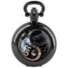 Vintage Retro Black White Double Dragon Yin yang Quartz Unisex Men Women Pocket Watch Quartz Necklace Pendant Clock Chain Classic Dial Jewelry Gift