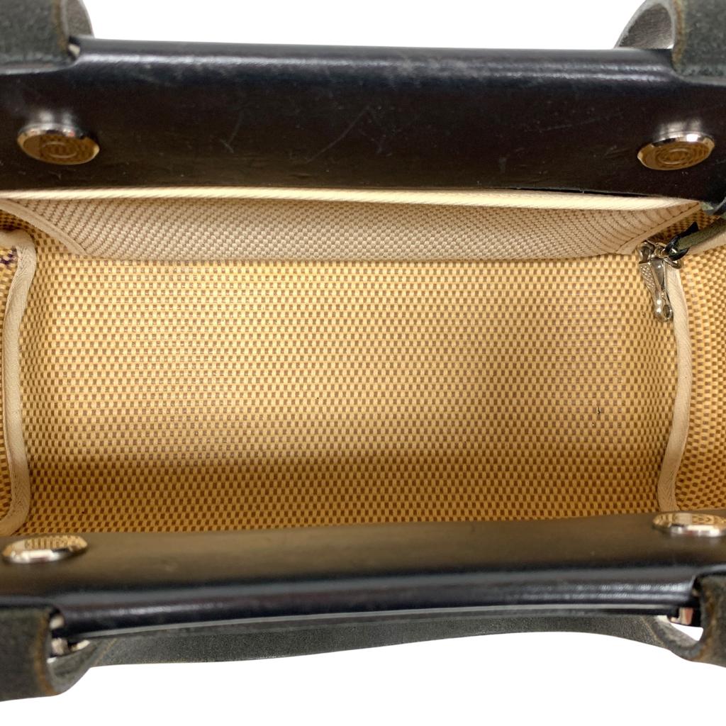 Used Hermes Herbag Cabas PM Tote Bag Canvas Beige Black Authentic 1190