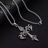 1PCS Vintage Flame Cross Pendant Necklace, Men's and Women's Punk Gothic Long Chain, Fashionable and Personalized Versatile Accessory