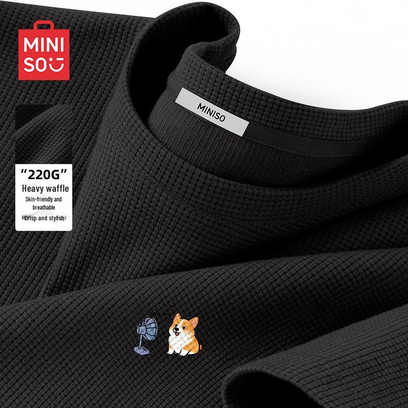 

MINISO Men s Heavyweight Waffle Knit T-Shirt 4XL