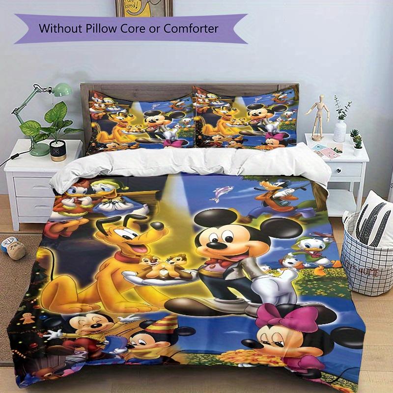 3pcs Mickey Mouse & Friends Christmas Holiday Quilt Cover Set, Soft and Cozy Bedroom, Guest Room and Dorm Decorative Bedding 3-Piece Set 1 Q