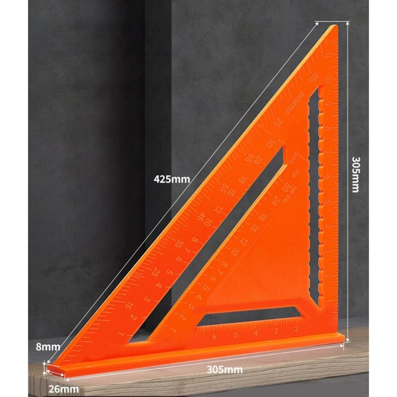 Carpenter Rafter Square Triangle Ruler Angle Drawing Tool for Exact Measurements in Furniture and Model Construction