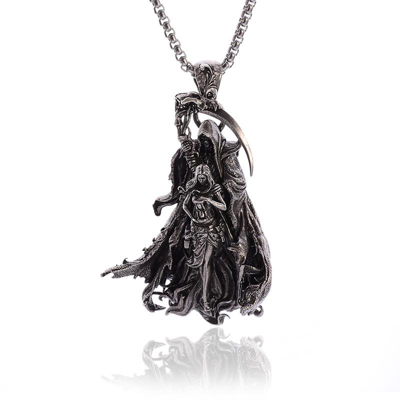 Vintage Punk Invertiertes Pentagram Satanisches Ziegen-Halskettenanhänger für Männer Einzigartiger Heidnischer Amulett-Schmuck