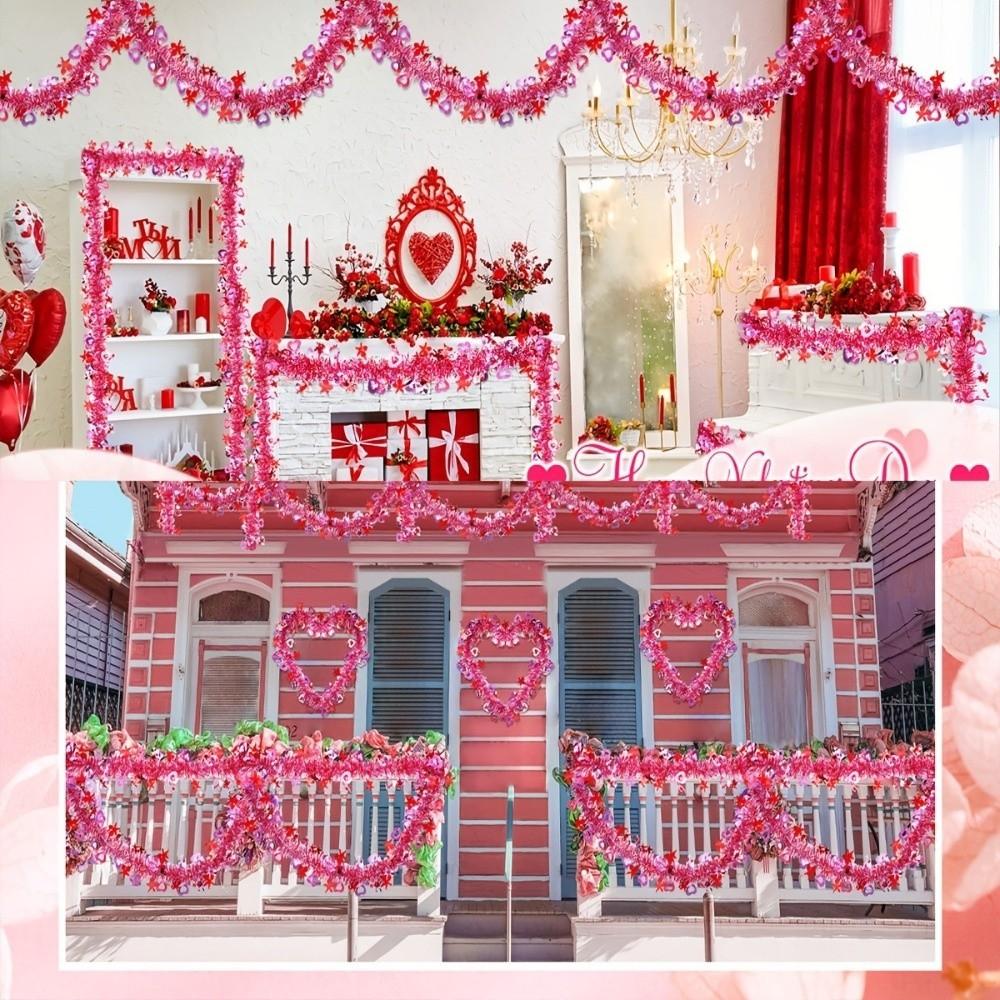 DIY Heart Tinsel Garland Love Sequins Hanging Decor Sweet Valentines Garland  Valentines Party