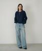 DEHEVE Check Henley-Neck Sweatshirt [Navy]