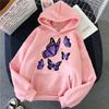 Graphic Dark Purple Butterfly Pattern Printed Hoodies Women's Vintage Y2k Sweatshirts Casual Hooded Clothes Kawaii Pullovers