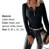 Blouse V-neck Button Cotton Blend Long Sleeve Shirt for Date