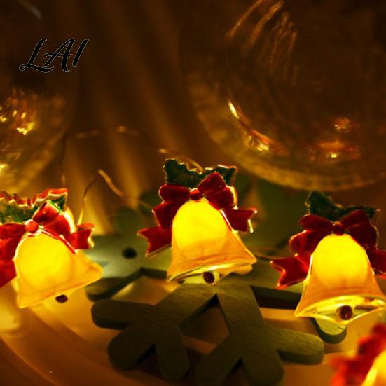 Warm Glow Party Decorations 78"/196" Christmas Bell String Light 20/50 LEDs Plastic Fairy Light with Indoor Hanging Lamps White Glow Battery