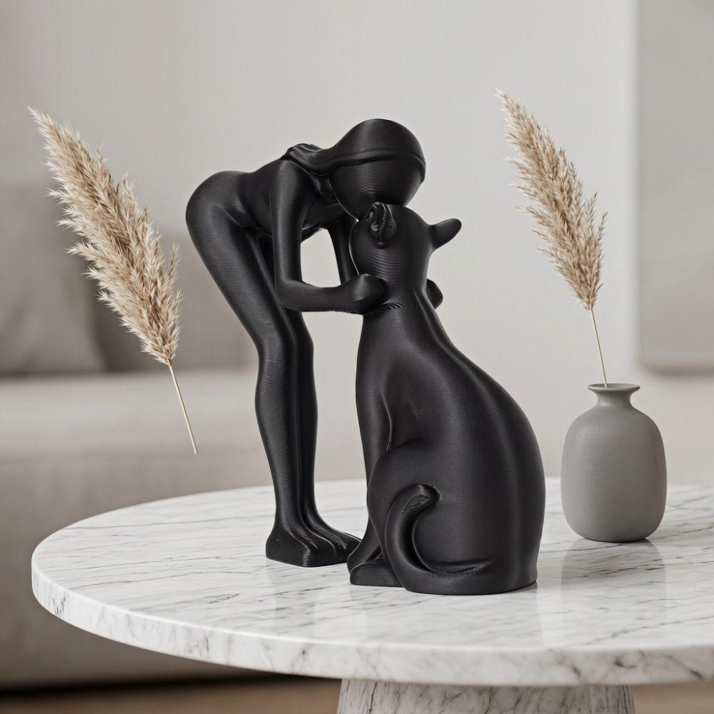 Nordic-Style Cute Cat Figurine Decoration Desktop Ornaments Kissing Cat Statues Home Office