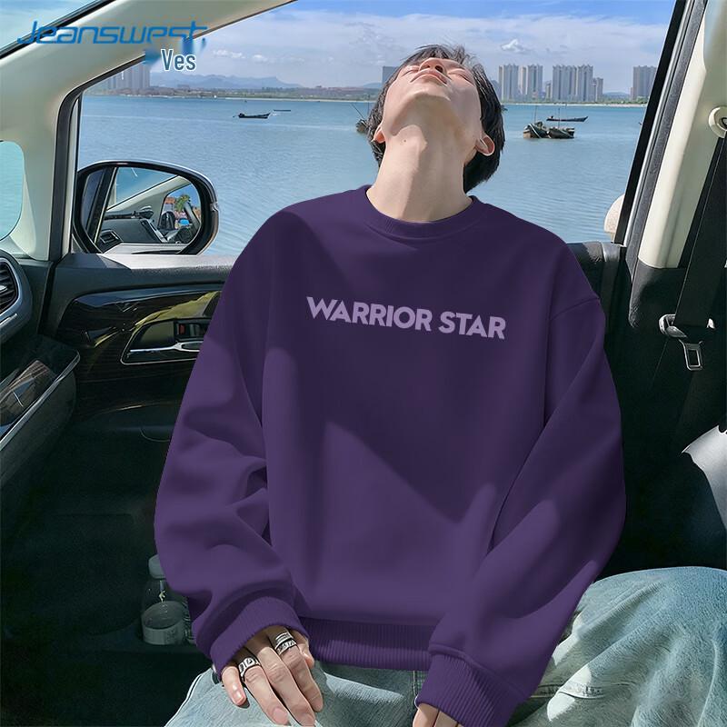 Jeanswest Men s American Style Purple Star Letter Print Loose Sweatshirt M