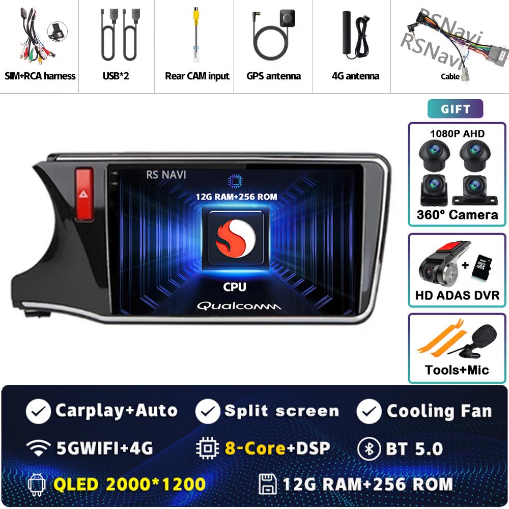 9" Android 14 Carplay Car Radio For HONDA CITY 2015 2016 2017 - 2019 Multimedia Video Player Navigation GPS Stereo 2Din DVD WIFI