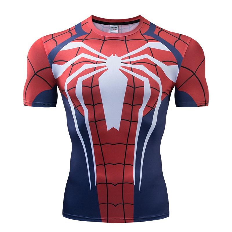 Spiderman Batman Superhero 3d Print Gym Tshirt Men Fitness Tee Compression Tops