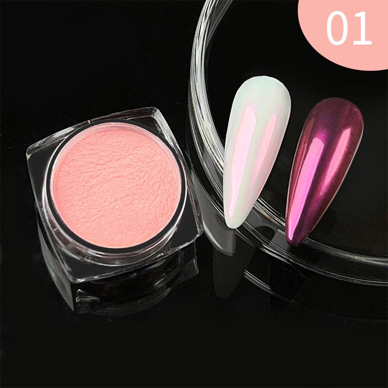 1Bottle White Chrome Pearl Nail Powder Shine Glitter Shell Auroras Nail Dust Mirror Effect Pigment Manicure Nail Art Decoration