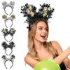 2026 New Year Headband with "Happy New Year" Letters Glitter Tinsel Hairband with Wine Glass Hat Party Headwear for Countdown Celebration