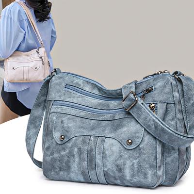 Retro Soft Pu Leather Shoulder Bag with Multiple Pockets, Women's Crossbody Bag, Solid Color Crossbody Bag Suitable for Travel and Shopping