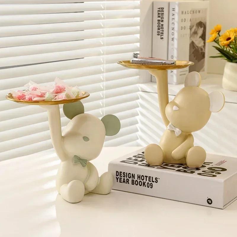 Aesthetic Bear Car Key Tray Violent Bear Storage Holder Mobile Phone Bracket Tray Support Bear Living Room Entryway Decoration
