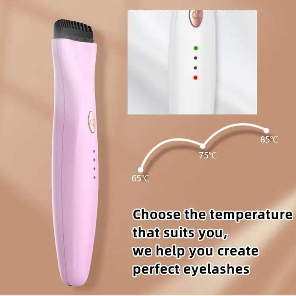 Heated Eyelash Curler 3-Second Curl | 3 Temp Modes for Lash Lift | All-Day Look, Waterproof & Smudge-Free (White)