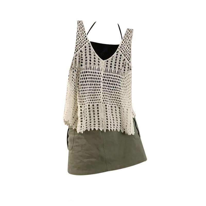 

Amazon Crochet Cut Out Skirt Oversize Women s Clothing White Vest XL