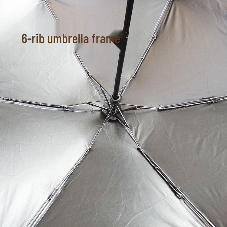 Custom Logo Mini Pocket Umbrella with UV Protection and Black Glue Six-Fold Design