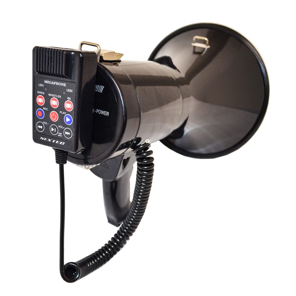 F.R.C. NEXTEC Megaphone-Style Speaker NX-BV50 (W) - Powerful, Shoulder-Strap Model for Events, Evacuation Guidance, and More! Black