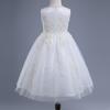 Kids Flower Girls Wedding Dress Sleeveless Water-Soluble Lace Dress Bridesmaid Wedding Pageant Ball Gown