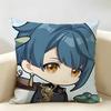 Xingqiu Genshin Impact Cushion Cover Natural Linen Organic Fabric DoubleSided Printing Room Sofa Decor Pillow Case
