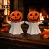 Creative Holiday Props Halloween Pumpkin Ghost Candle Holder, Decorative LED Electronic Indoor Autumn Decor Stand, 3D Printed Ornament for Party Home