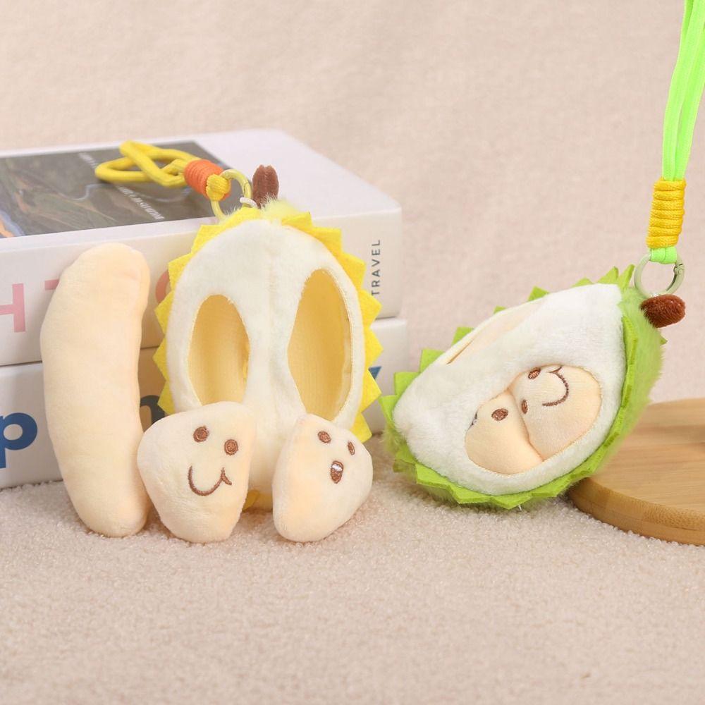 PP Cotton Fruit Durian Pendant Detachable Fruit Durian Plush Keyring  Boys and Girls