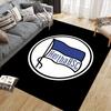 Hertha Logo Flannel Printed Carpet, Home Sofa Decoration for Living Room & Bedroom, Non‑Slip Play Flannel Floor Mat for Game Room