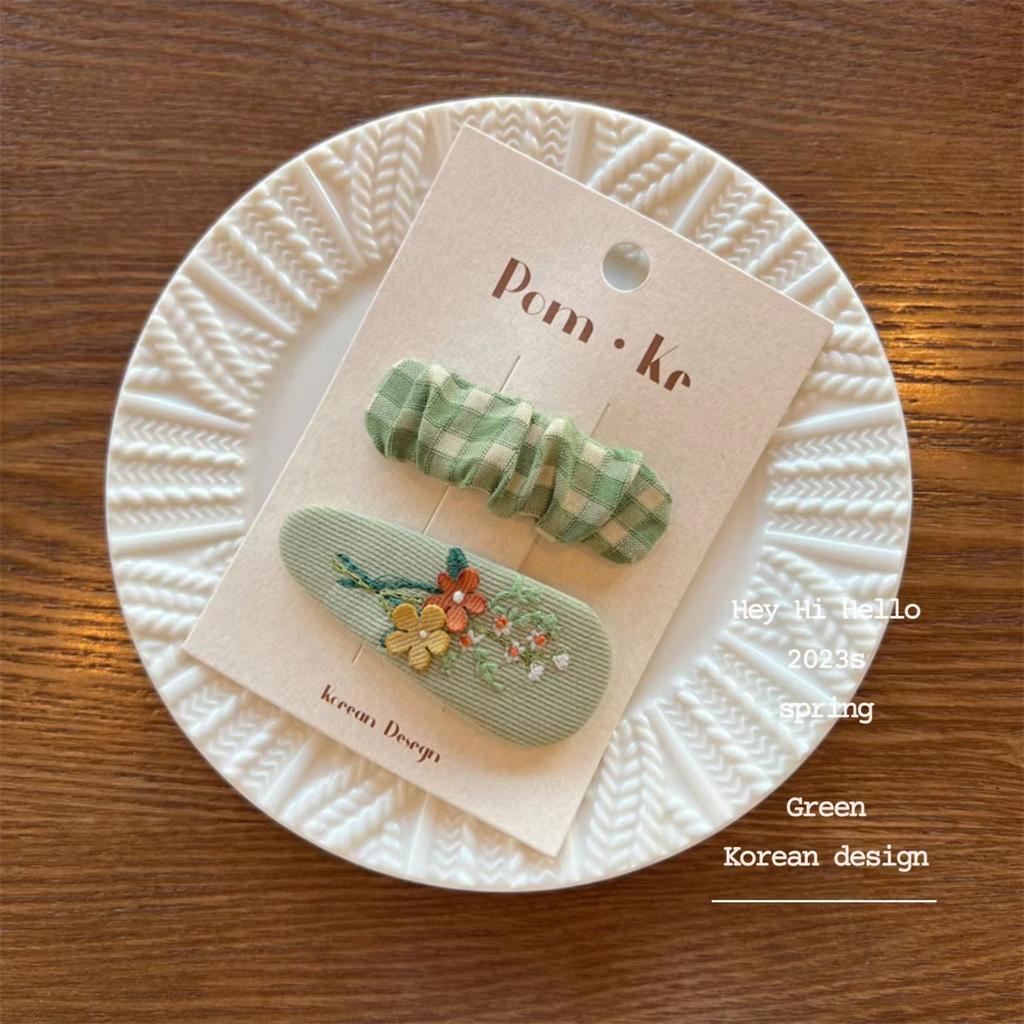 Koreańskie Urocze Zielone Kwiatowe Wsuwki do Włosów Kobiety Dziewczynki Dzieci Spinki Wsuwki Akcesoria Wsuwki Nakrycie Głowy Ozdoby