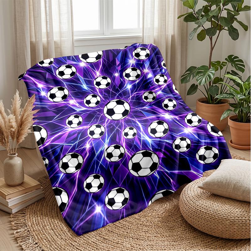 Soccer Ball Lightning Energy Theme blanket Lightweight Warm Flannel Blanket Decorative Throw Blanket for Home Decoration
