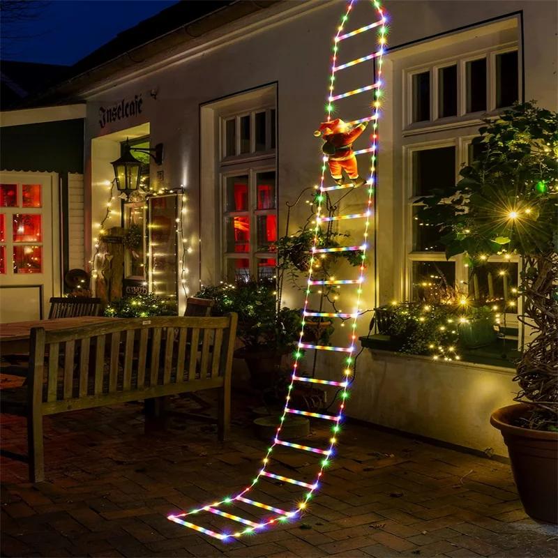 1.7/3M Santa Claus Ladder Lights Christmas Tree Lights Decor for Indoor Outdoor Decoration Window Garden Hanging LED String