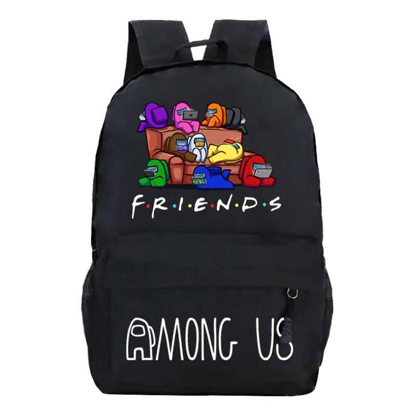 Among Us Game Merchandise Cartoon Print Student Bag + Oblique Span Bag + Shoulder Bag Combination