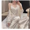 [Four-piece Set] New Pajamas Women's Court Style Ice Silk National Style Suspenders Long-sleeved Trousers French Girls' Home Clothes