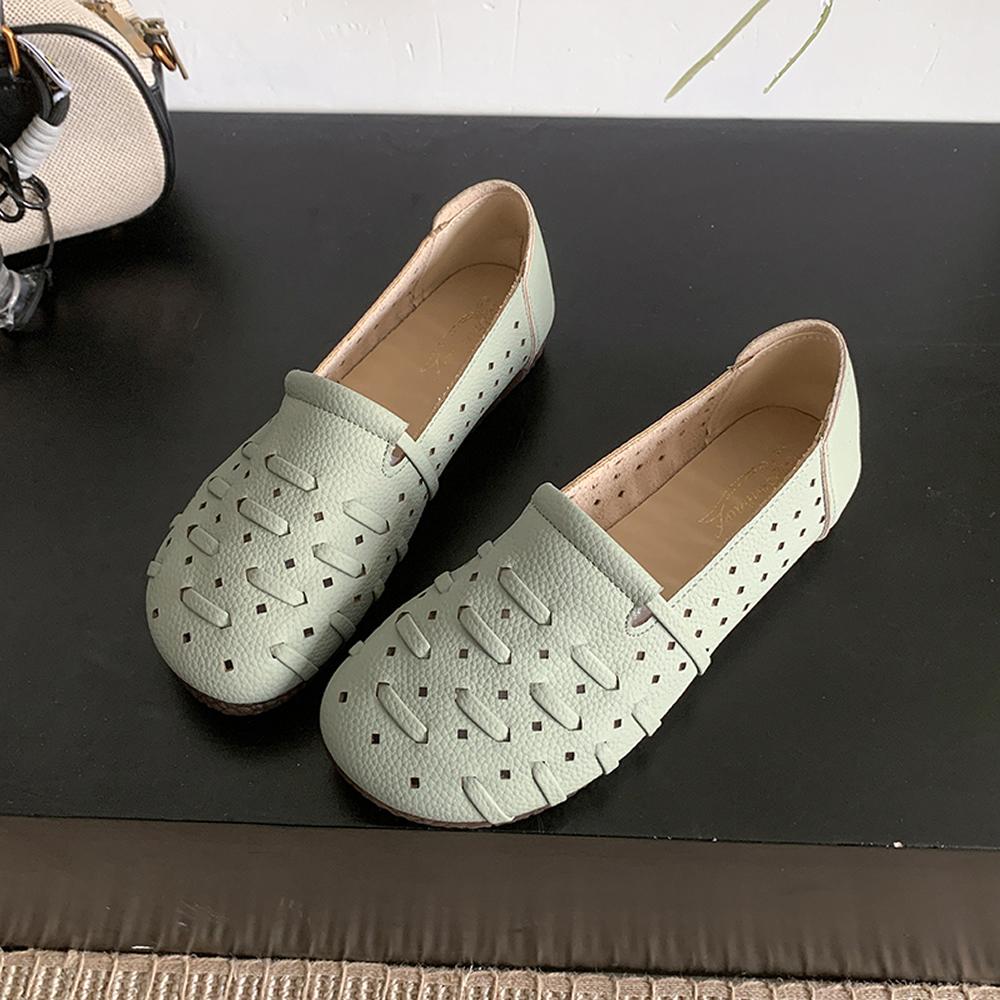 

2025 Новые балетки женские повседневные с вырезами лоферы женские плетеные туфли на широкую ногу женские мокасины 41 зелёный