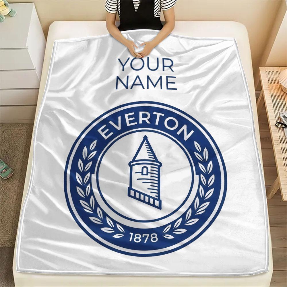 Custom Name,Everton FC Printed Flannel Blanket, soft throw for bedroom sofa, washable, Christmas present, great gift.