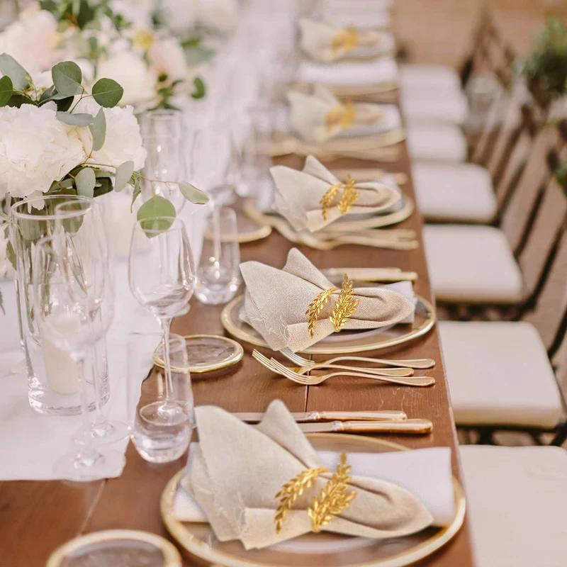 Gold Wheat Napkin Rings Metal Leaf Napkin Holder For Harvest Festival Fall Christmas Thanksgiving Dinner Table Decoration