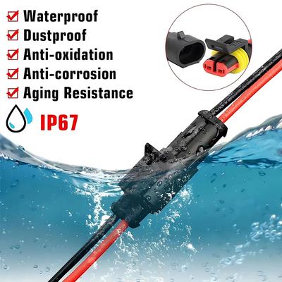 5 Pairs 2 Pin Connector Waterproof Connector Male and Female Way 20AWG Wire Suitable for Car Truck Boat Other Wire Connection