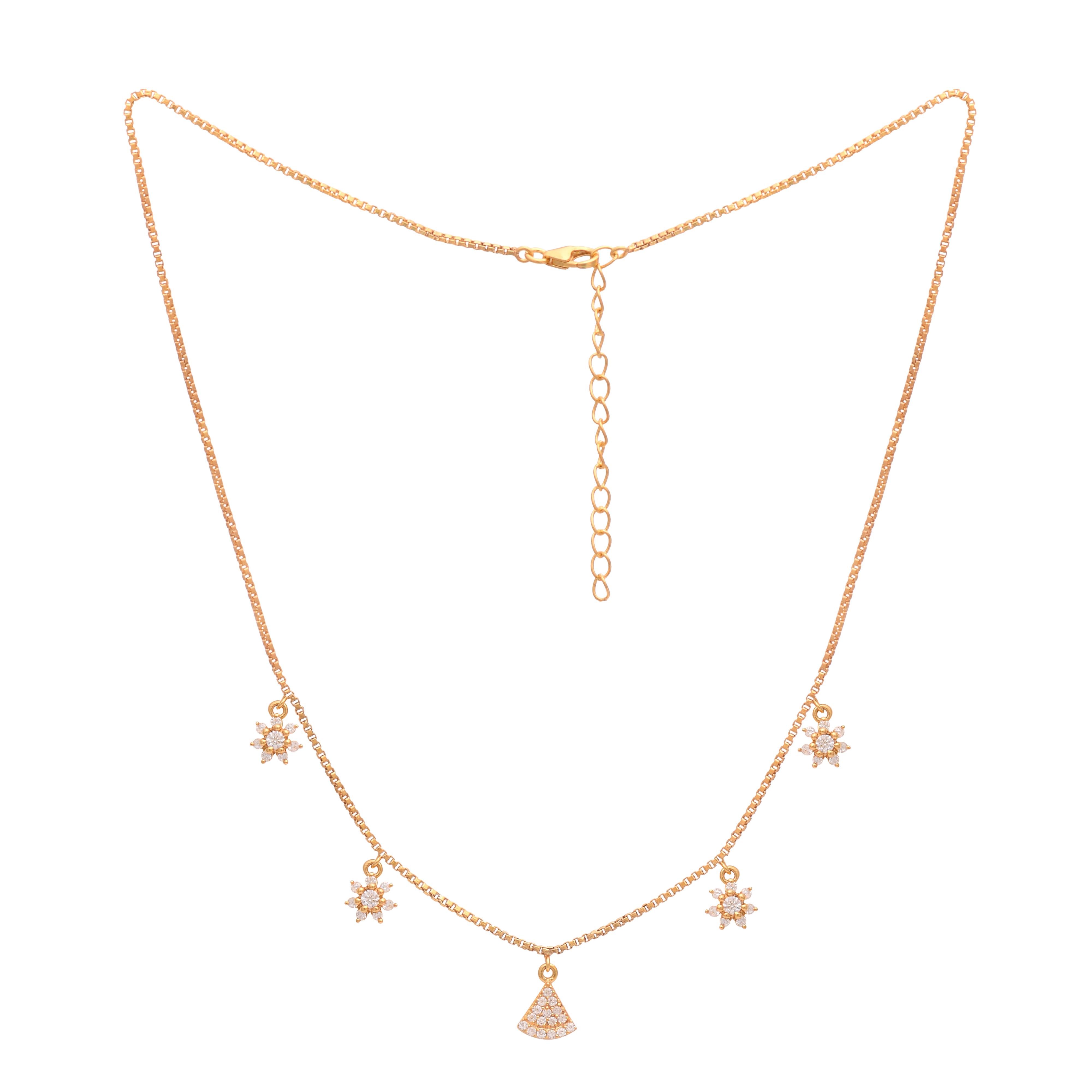 Starburst & Fan Charm Gold Vermeil Necklace - 925 Sterling Silver