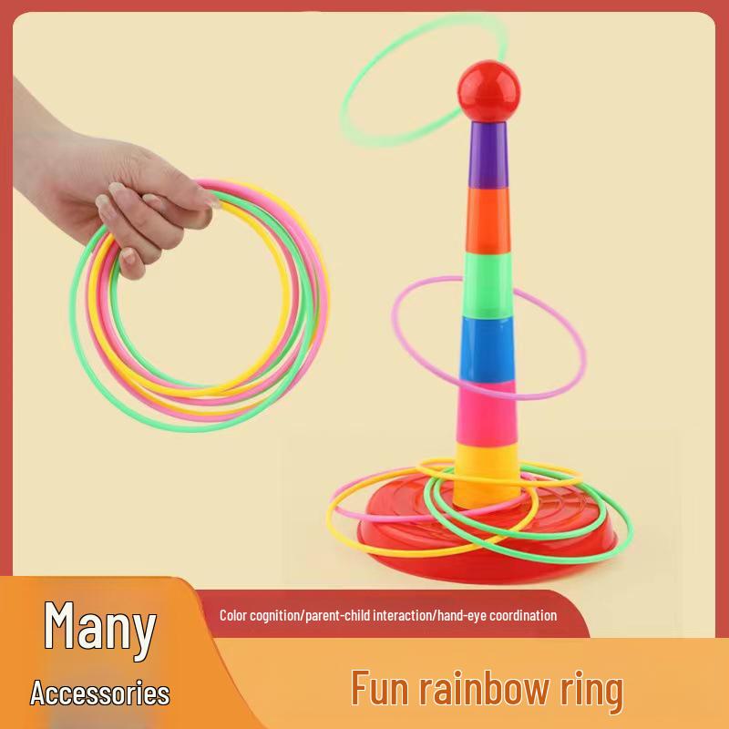 Jogo Interativo de Lançamento de Argolas para Crianças: Brinquedo de Empilhar Anéis de Plástico Pai-Filho para Diversão na Rua e no Mercado Noturno