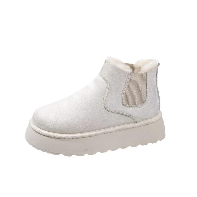 2025Women's Boots Rubber Thick Sole Non Slip Platform Ankle Boot Plush Warm Snow Boots for Women Winter Cotton Boots Botas Mujer