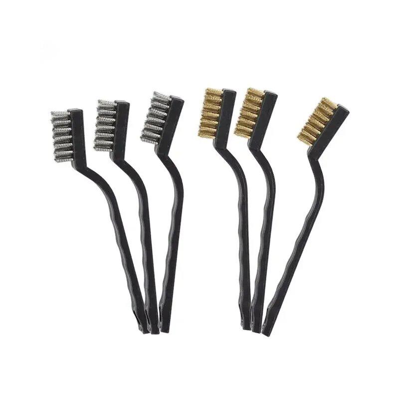 6Pcs Stainless Steel Wire Brush Dirt Hard Cleaning Toothbrush Industrial Toothbrush Mini Copper Steel Wire Brush