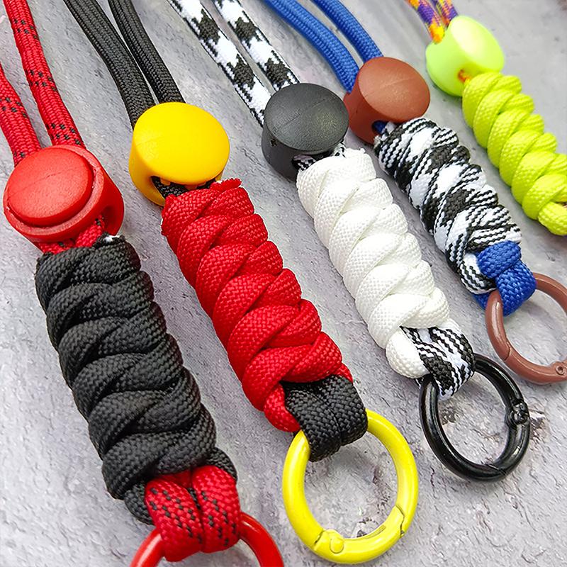 1Pc Color Combination Knot Mobile Lanyard Creative Short Braided Lanyard Mobile Phone Case Key Ring Can Be Detachable Anti-Loss