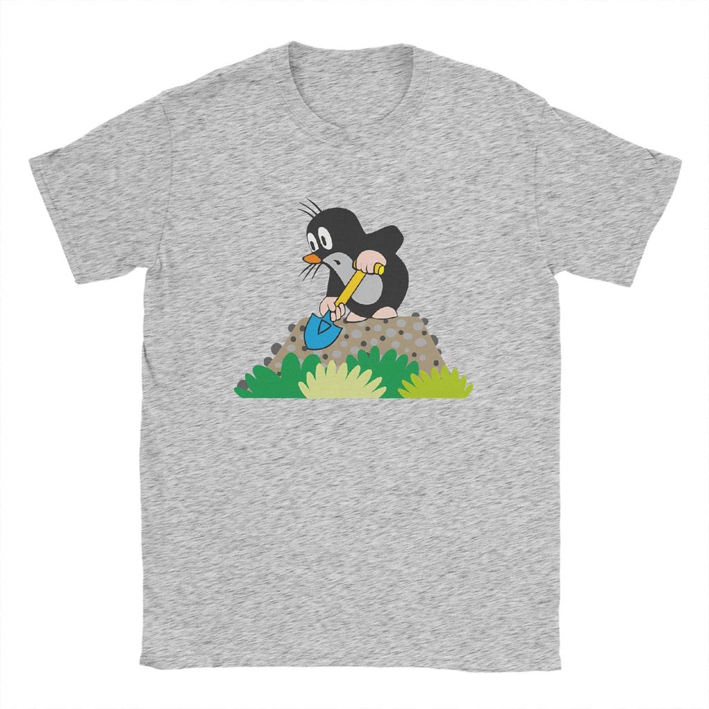 The Little Mole T-Shirt for Men Vintage 100% Cotton Tees Round Neck Short Sleeve T Shirts Gift Idea Clothes